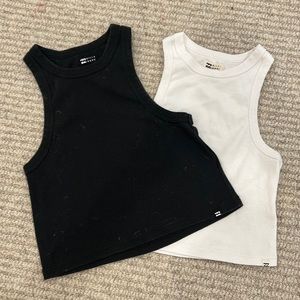 white and black, two lightly cropped tank tops, Billabong, XS